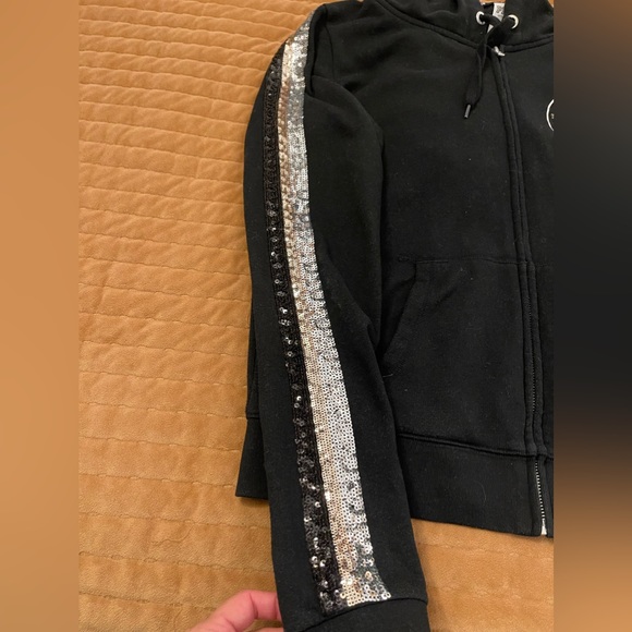 Women’s Limited Edition Victoria’s Secret PINK sequin hoodie size L - Picture 5 of 8